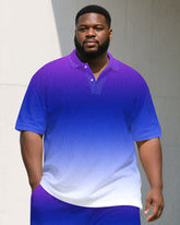 Men's Elegant Purple Gradient Short Sleeve Polo Shirt Shorts Big & Tall Sets